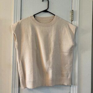 Cream Short Sleeve Sweater